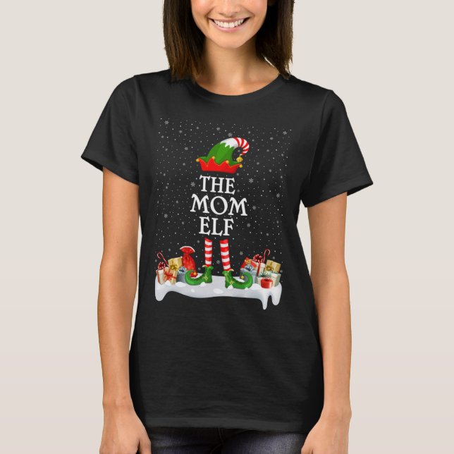Die Familie passt Weihnachten an den Mama Elf T-Shirt (Vorderseite)