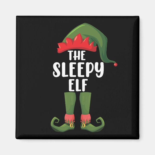 Die Familie Sleepy Elf Weihnachten Weihnachten Magnet (Vorne)