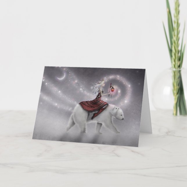 Die Fantasie von Journey Maiden und Polar Bear Art Karte (Vorderseite)