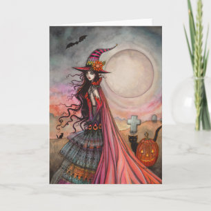 Die fantasievolle Hexe Halloween Fantasy-Kunst Karte