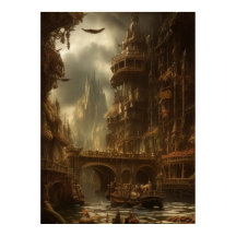 Die fantastische Stadt, der Fluss, die Brücke, die