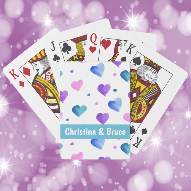 Die Farbe des Herzens für Rosa Blau Spielkarten (A deck of playing cards that you can personalize with pink, blue, purple hearts)