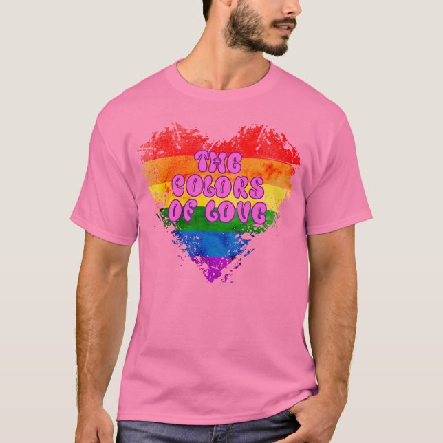 Die Farben der Liebe Gay Pride LGBTQ Rainbow Heart T-Shirt (Vorderseite)