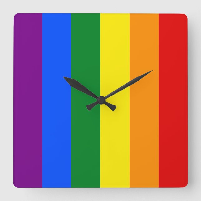 Die Farben des Regenbogens Quadratische Wanduhr (Vorderseite)