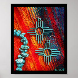 Die Farben eines Santa Fe Sonnenuntergangs Türkis  Poster
