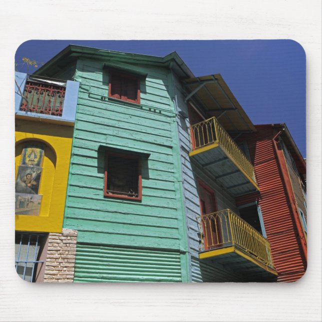 Die farbenfrohe Architektur des Viertels La Boca Mousepad (Vorne)