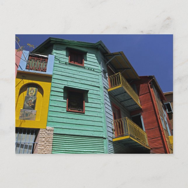 Die farbenfrohe Architektur des Viertels La Boca Postkarte (Vorderseite)