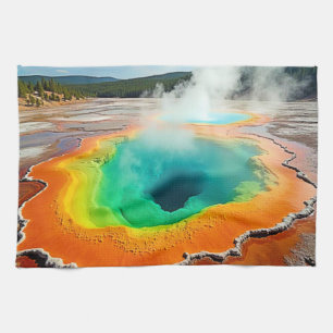 Die farbenfrohe Kunst des heißen Frühlings Geschirrtuch