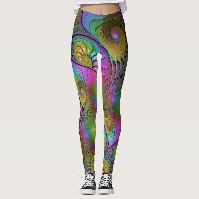 Die farbenfrohe, leuchtend moderne Kunst des Abstr Leggings (Vorderseite)