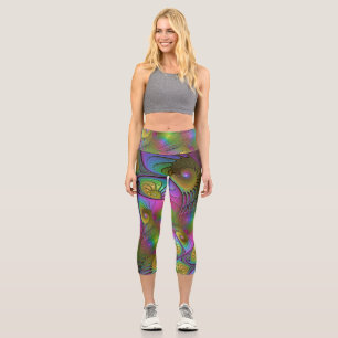 Die farbenfrohe, leuchtende, trippy-Abstrakte Frak Capri Leggings