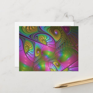 Die farbenfrohe, leuchtende, trippy-Abstrakte Frak Postkarte
