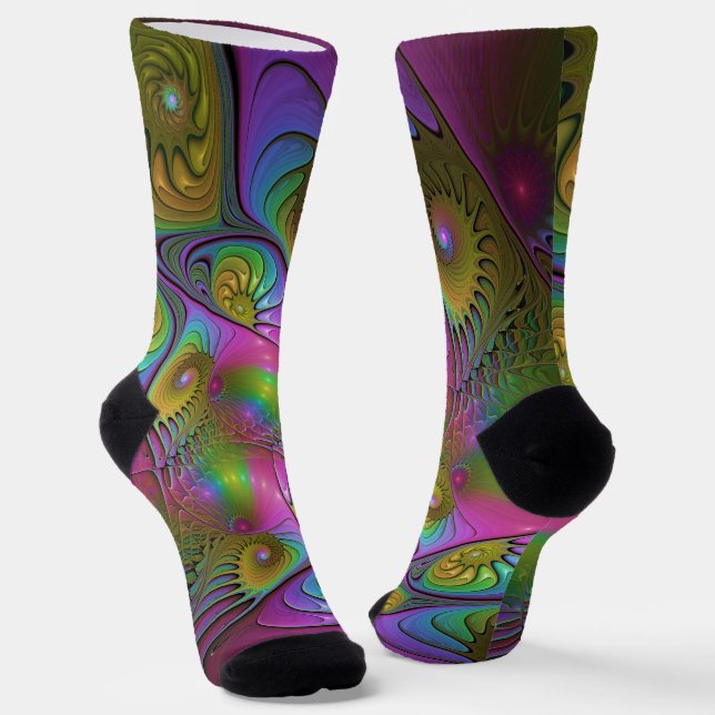 Die farbenfrohe, leuchtende, trippy-Abstrakte Frak Socken (Gewinkelt)