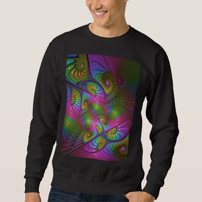 Die farbenfrohe, leuchtende, trippy-Abstrakte Frak Sweatshirt (Vorderseite)