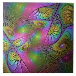 Die farbenfrohe leuchtende trippy abstrakte Frakta Fliese