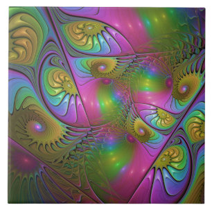 Die farbenfrohe leuchtende trippy abstrakte Frakta Fliese