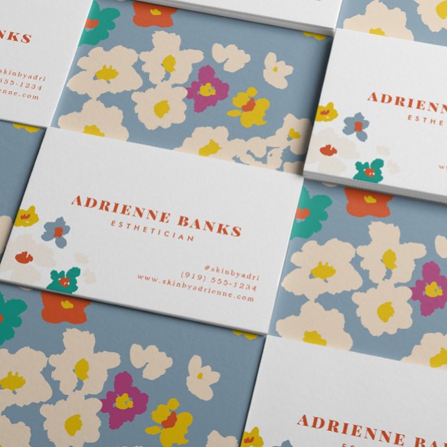 Die farbenfrohe, moderne florale Visitenkarte (modern abstract floral and clean typography business card for women)