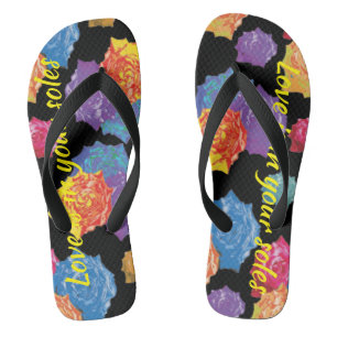 Die farbenfrohe Niedliche florale Liebe liegt in I Flip Flops