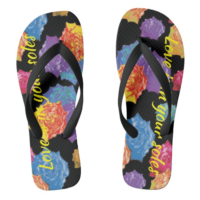 Die farbenfrohe Niedliche florale Liebe liegt in I Flip Flops (Fußbett)