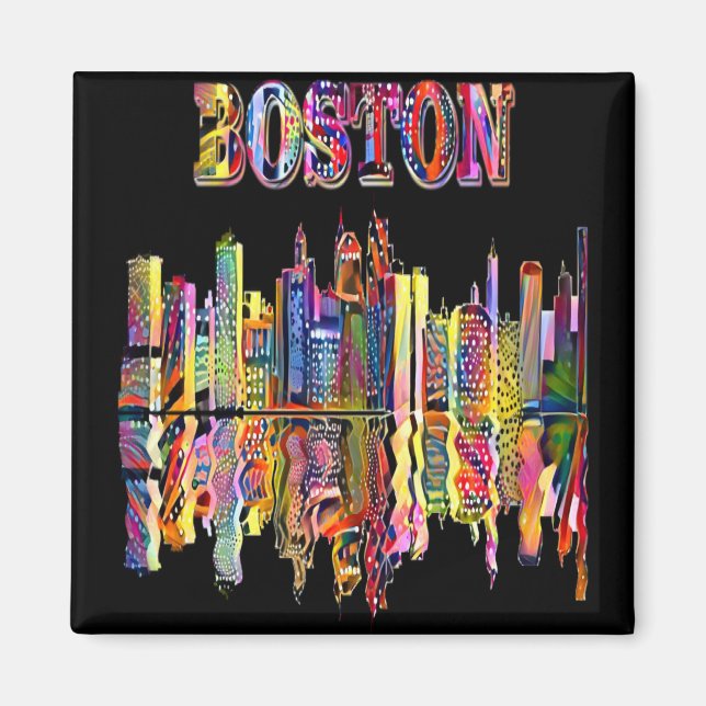 Die farbenfrohe Stadt Boston Magnet (Vorne)