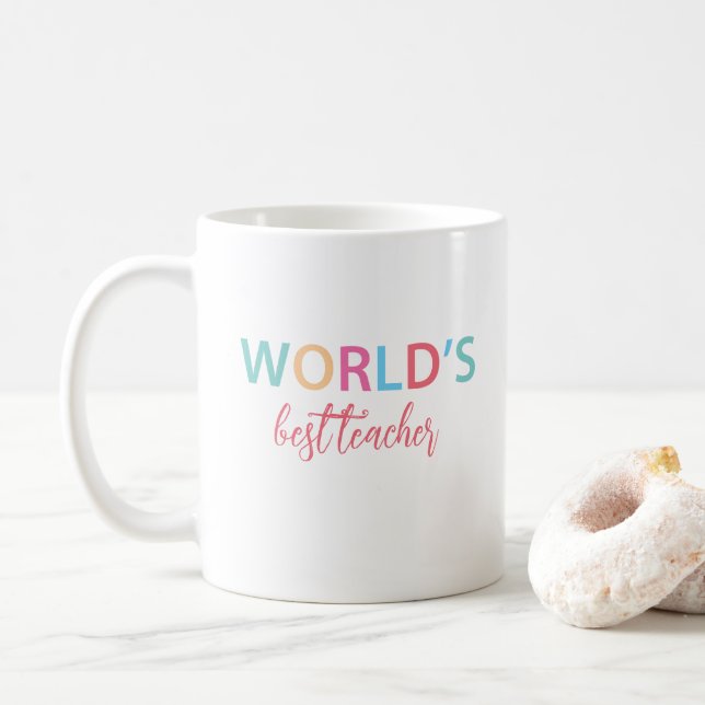 Die farbenfrohe Tasse des besten Lehrers der Welt (Mit Donut)