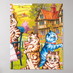Die farbenfrohen tanzenden psychedelischen Katzen  Poster