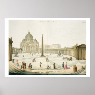 Die Fassade des Petersdom in Rom mit der Piazza in Poster