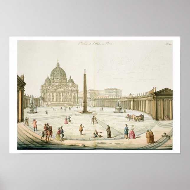 Die Fassade des Petersdom in Rom mit der Piazza in Poster (Vorne)