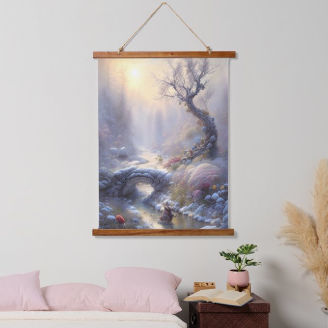 Die faszinierende Winterwelt Wunderland Landschaft Wandteppich Mit Holzrahmen (Schlafzimmer)