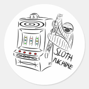 Die Faultier-Maschine Lustige Slot-Maschine Tier-W Runder Aufkleber