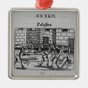 Die fechtende Schule Silbernes Ornament