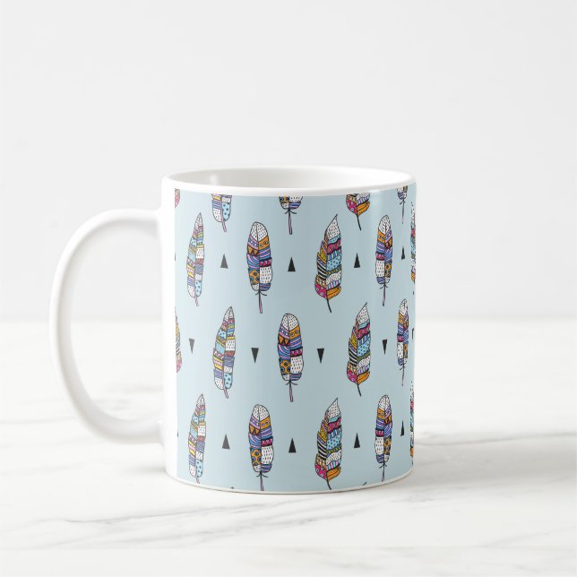Die Federhand zeichnete Vintage Muster. Nahtloses  Kaffeetasse (Links)