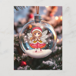 Die Fee im Weihnachtsbaum Feiertagspostkarte