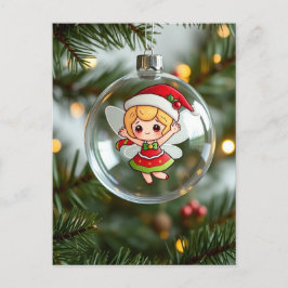 Die Fee im Weihnachtsbaum Feiertagspostkarte