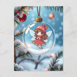 Die Fee im Weihnachtsbaum Feiertagspostkarte