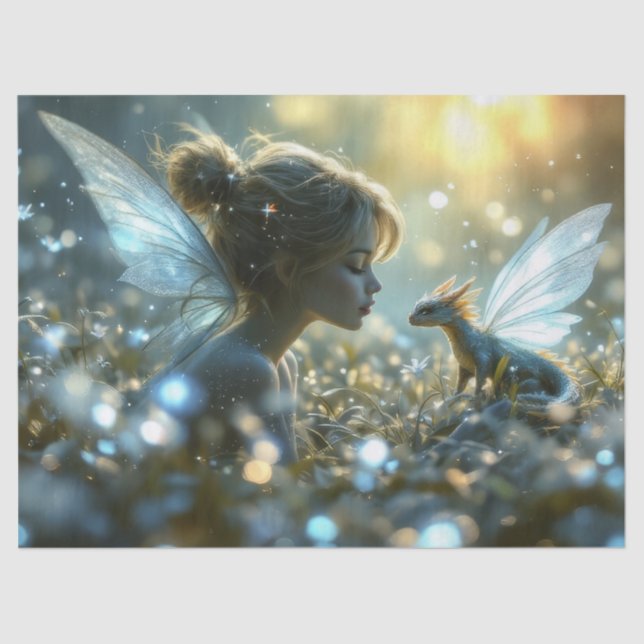 Die Fee und ihr Lieblingsdrache Seidenpapier (Vorderseite)