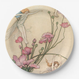Die Feen springend auf Blumen Pappteller