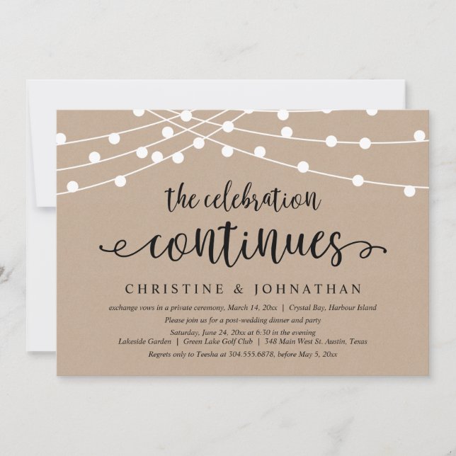 Die Feier geht weiter, das Party der Hochzeit Einladung (Vorderseite)