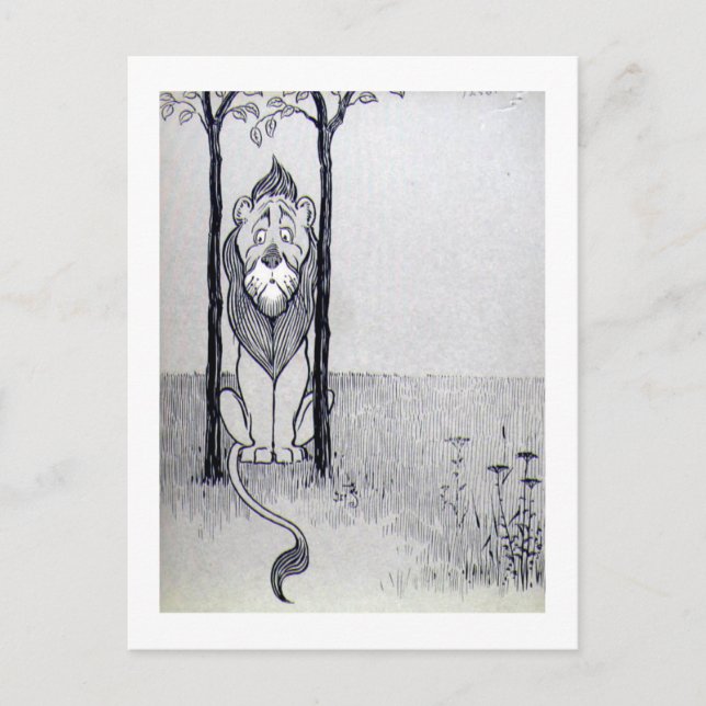 Die feige Löwe Postkarte (Vorderseite)