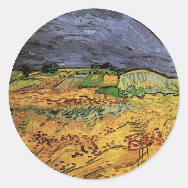 Die Felder von Vincent van Gogh Runder Aufkleber (Vorderseite)