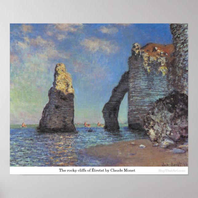 Die Felsklippen von Étretat von Claude Monet Poster (Vorne)