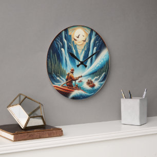 Die Feuerwehrleute verfrachteten sich auf ihr Boot Große Wanduhr