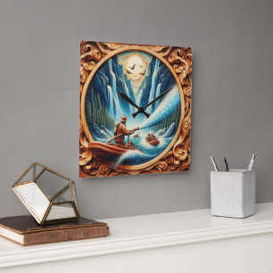 Die Feuerwehrleute verfrachteten sich auf ihr Boot Quadratische Wanduhr