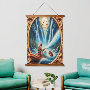 Die Feuerwehrleute verfrachteten sich auf ihr Boot Wandteppich Mit Holzrahmen