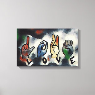 Die Finger zaubern L O V E Stretched Canvas Print Leinwanddruck