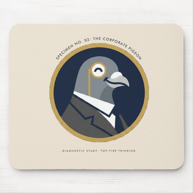 Die Firmen-Taube: Monokel-Exemplar Nr. 02 Mous Mousepad (Vorne)
