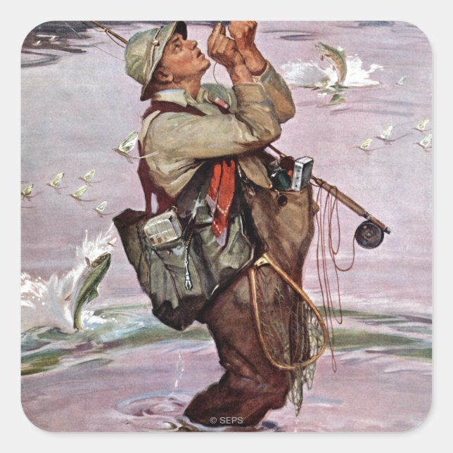 Die Fische springen Quadratischer Aufkleber (Vorderseite)