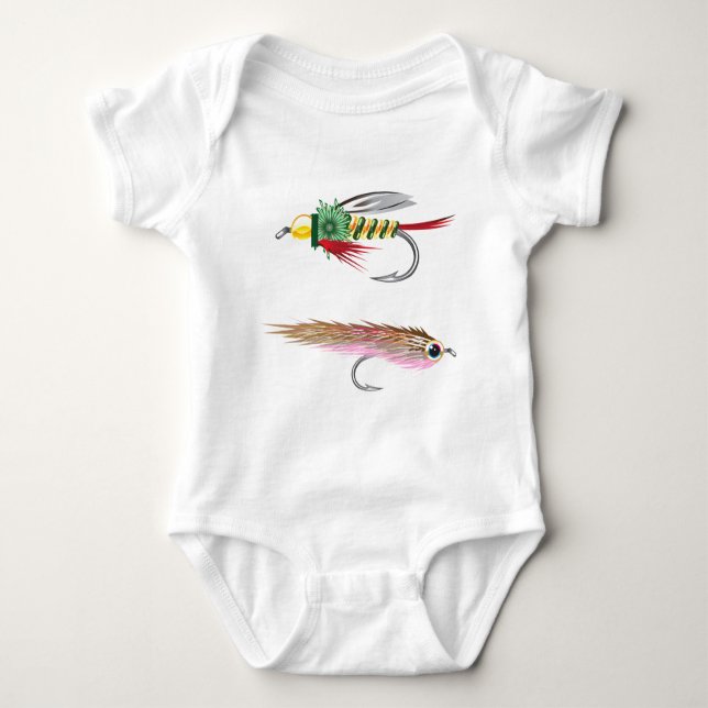 Die Fischerei fliegt Köder Wanze und Minnow Baby Strampler (Vorderseite)