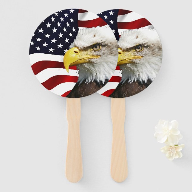 Die Flagge Amerikas mit Adler Fächer (Vorne und Hinten)