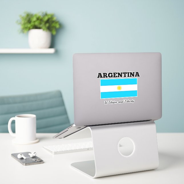 Die Flagge Argentiniens mit dem Motto Aufkleber (Laptop auf Schreibtisch)