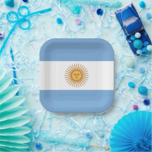 Die Flagge Argentiniens mit Sonne vom Mai Pappteller